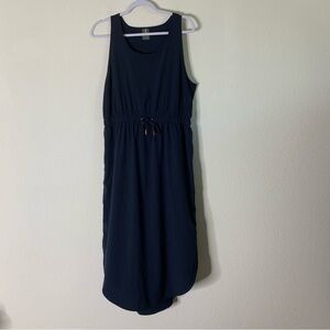CALIA Womens navy blue sleeveless racerback tie waist midi dress L